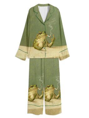 Tokyover | NWOT | Vintage Frog Smoking Frog Satin set, Size: S